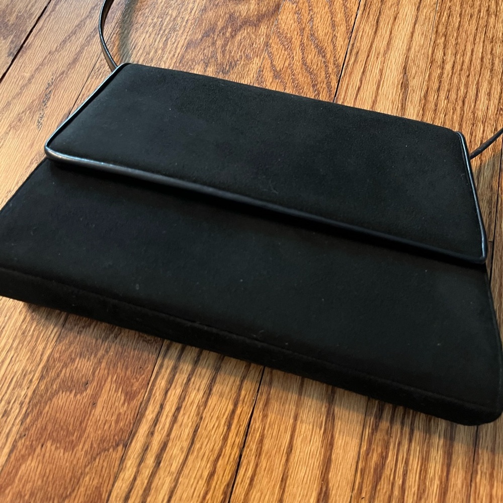 Frenchy of California Black Suede and Leather Hand and Shoulder Bag